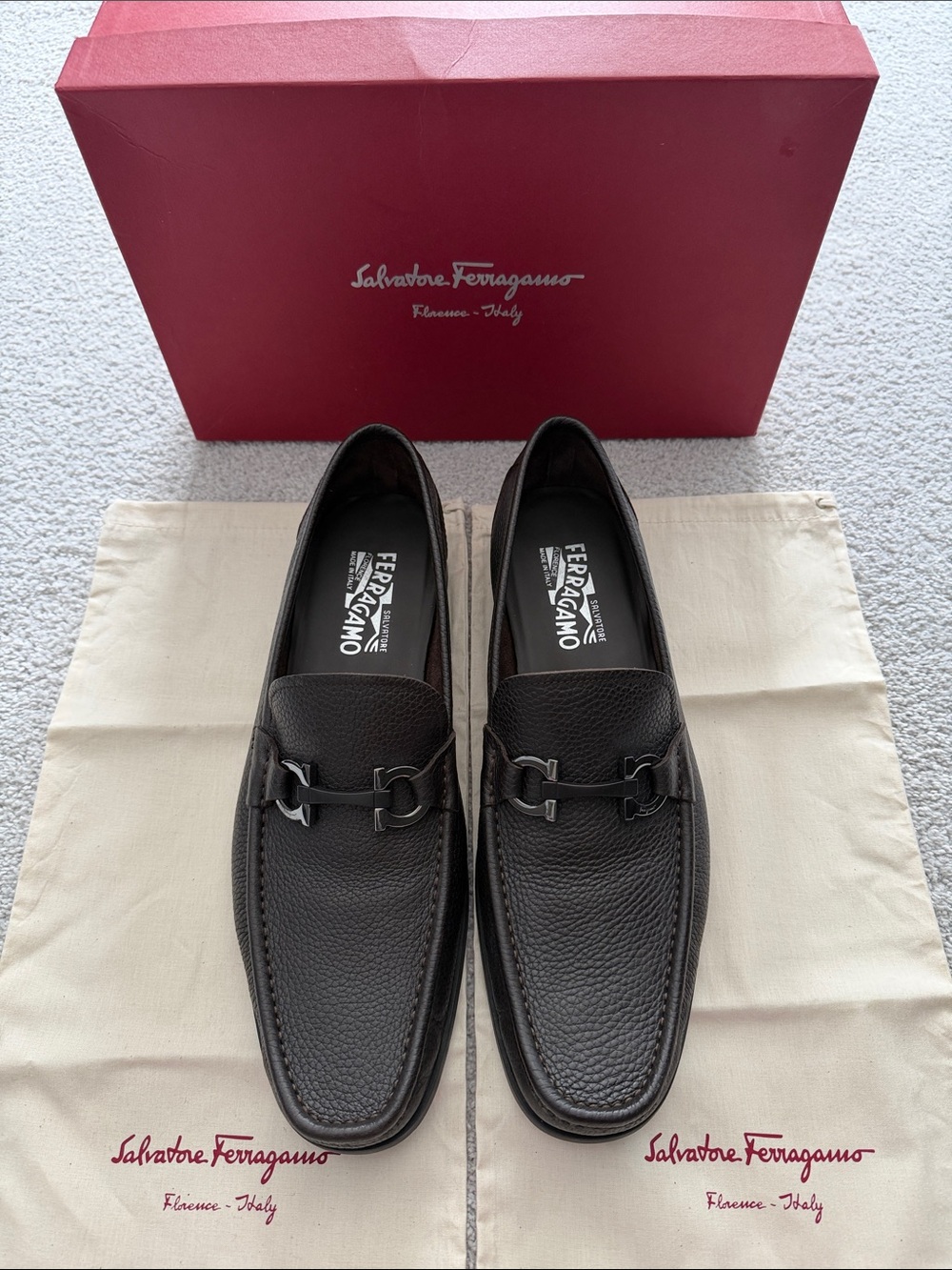 Salvatore Ferragamo Men’s Grandioso Grained Calfskin Gancini Loafer
